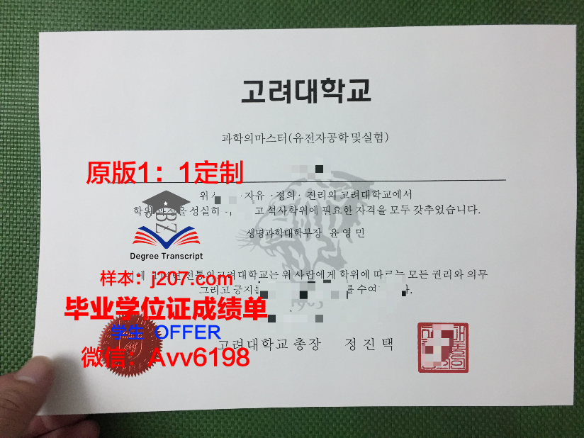 高丽大学的毕业证啥样(高丽大学本科毕业证)