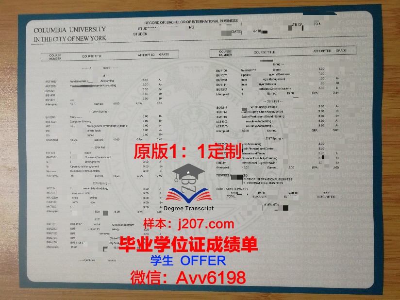 门罗学院证书成绩单