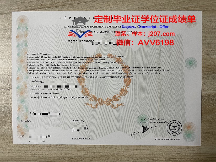 马赛大学毕业证高清图(马赛大学相当于国内哪所大学)