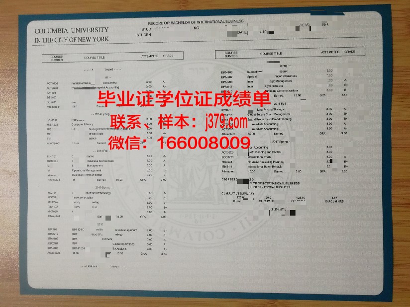 皮特泽学院证书成绩单