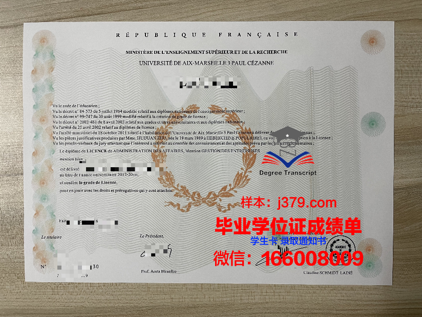 马赛国立美术学院毕业证展示