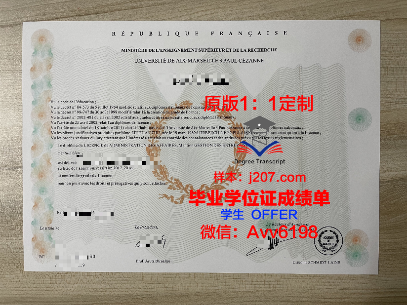 马赛国立高等建筑学院硕士毕业证书样本(马赛大学法学院)