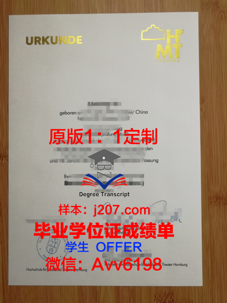 汉堡港口城市大学毕业证壳子