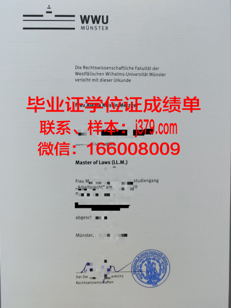 明斯特大学diploma证书(明斯特大学法学院世界排名)