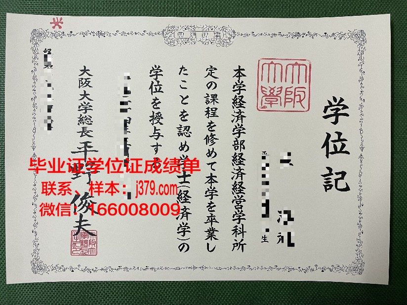 大阪MODE学园专门学校毕业证书模板(大阪ビジネス学院)