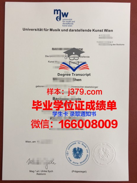 维也纳音乐与艺术市立大学毕业证书图片高清(维也纳国立音乐与艺术表演大学)
