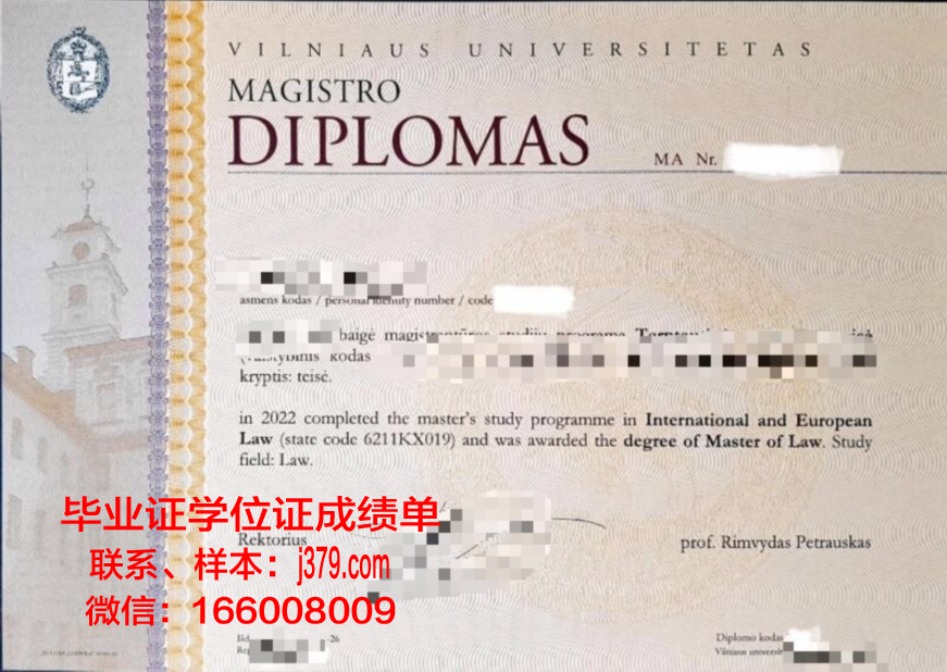 维尔纽斯工业大学硕士毕业证(维尔纽斯理工大学)