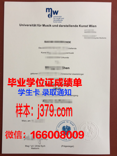 维也纳音乐与艺术市立大学毕业证书图片高清(维也纳国立音乐与艺术表演大学)